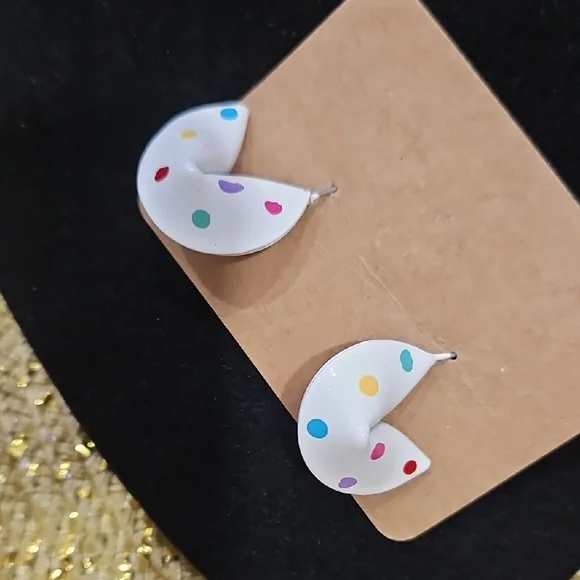 Colorful Fortune Cookie Earrings - Picture 3 of 3